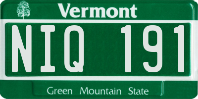 VT license plate NIQ191