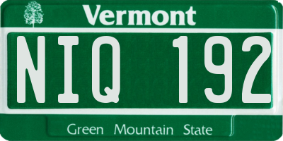 VT license plate NIQ192
