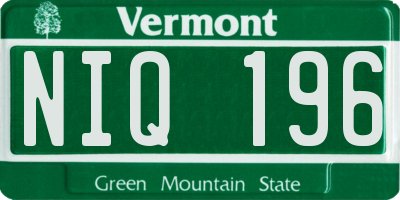 VT license plate NIQ196