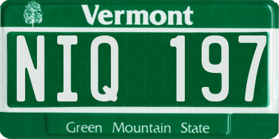 VT license plate NIQ197