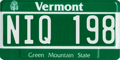 VT license plate NIQ198