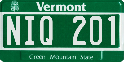 VT license plate NIQ201