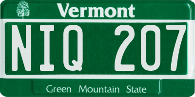 VT license plate NIQ207