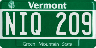 VT license plate NIQ209