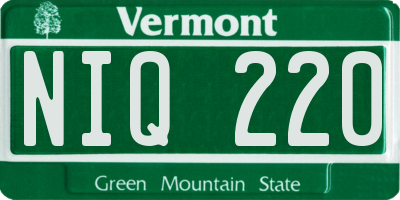 VT license plate NIQ220