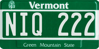 VT license plate NIQ222