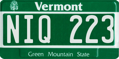 VT license plate NIQ223