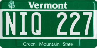 VT license plate NIQ227