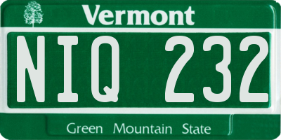 VT license plate NIQ232
