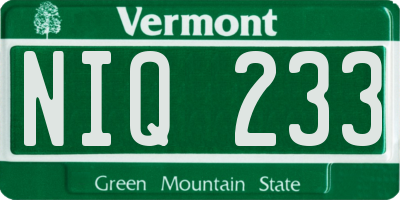 VT license plate NIQ233
