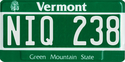 VT license plate NIQ238
