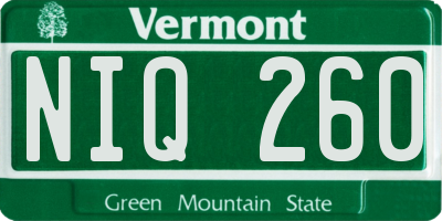 VT license plate NIQ260