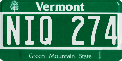 VT license plate NIQ274