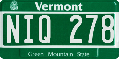 VT license plate NIQ278