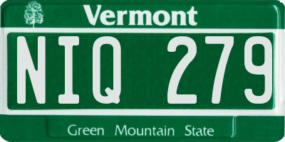 VT license plate NIQ279