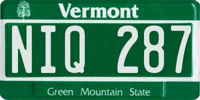 VT license plate NIQ287
