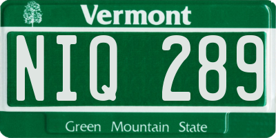 VT license plate NIQ289