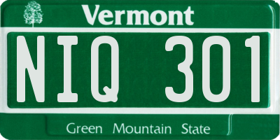 VT license plate NIQ301