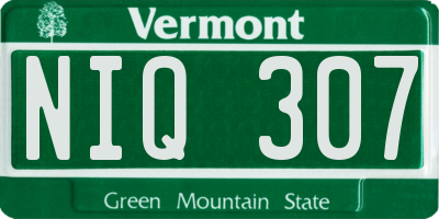 VT license plate NIQ307