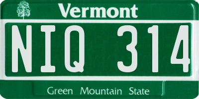 VT license plate NIQ314