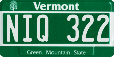 VT license plate NIQ322