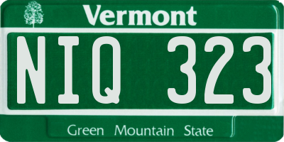 VT license plate NIQ323