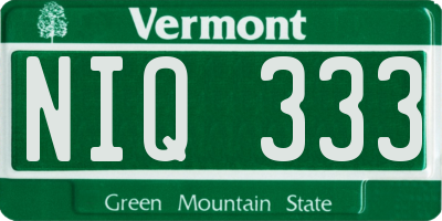 VT license plate NIQ333