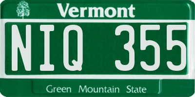 VT license plate NIQ355