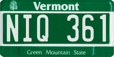 VT license plate NIQ361