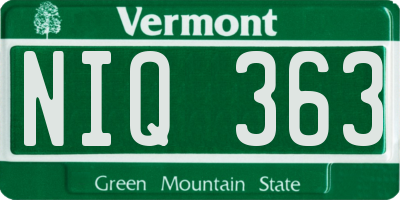 VT license plate NIQ363