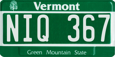 VT license plate NIQ367