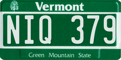 VT license plate NIQ379