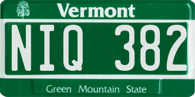 VT license plate NIQ382