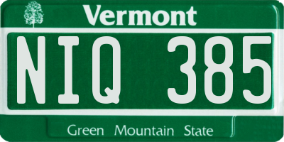 VT license plate NIQ385