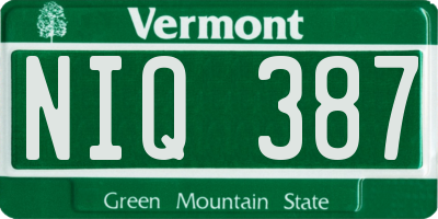 VT license plate NIQ387