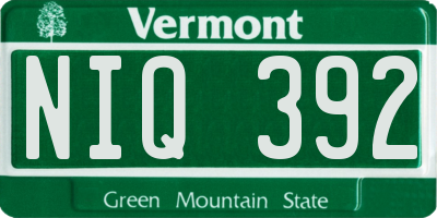 VT license plate NIQ392