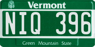 VT license plate NIQ396