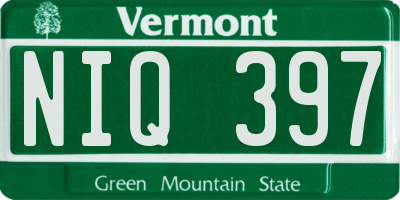 VT license plate NIQ397