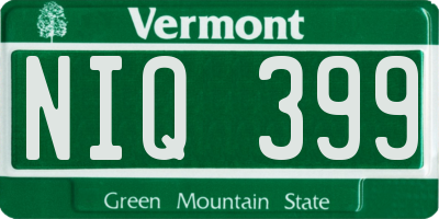 VT license plate NIQ399