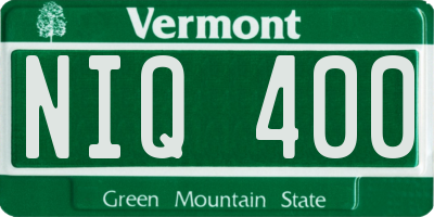 VT license plate NIQ400