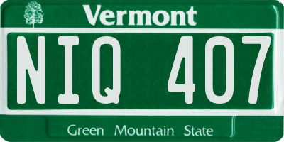 VT license plate NIQ407