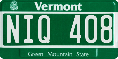 VT license plate NIQ408