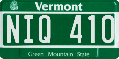 VT license plate NIQ410