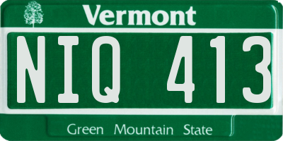 VT license plate NIQ413