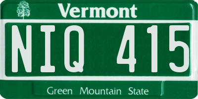 VT license plate NIQ415