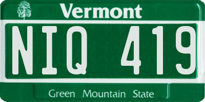 VT license plate NIQ419
