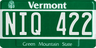 VT license plate NIQ422