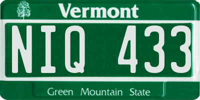 VT license plate NIQ433