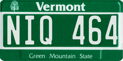 VT license plate NIQ464