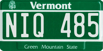 VT license plate NIQ485